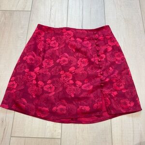 Red Floral Mini Skirt